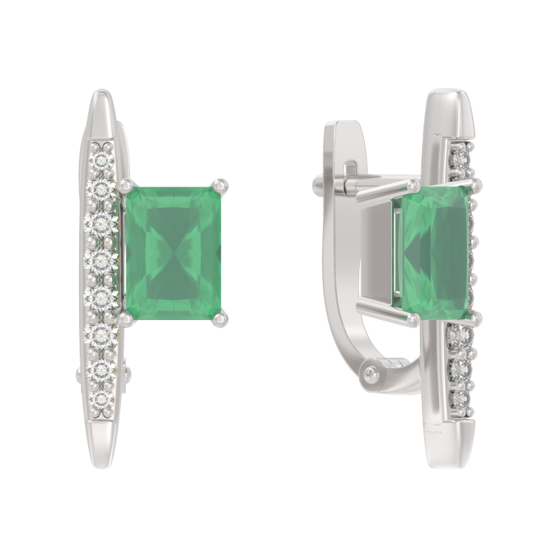 Серьги из серебра с камнем Фианит, Агат фото, цены