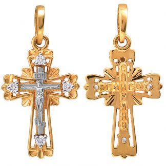 Крест из золота с камнем Фианит фото, цены