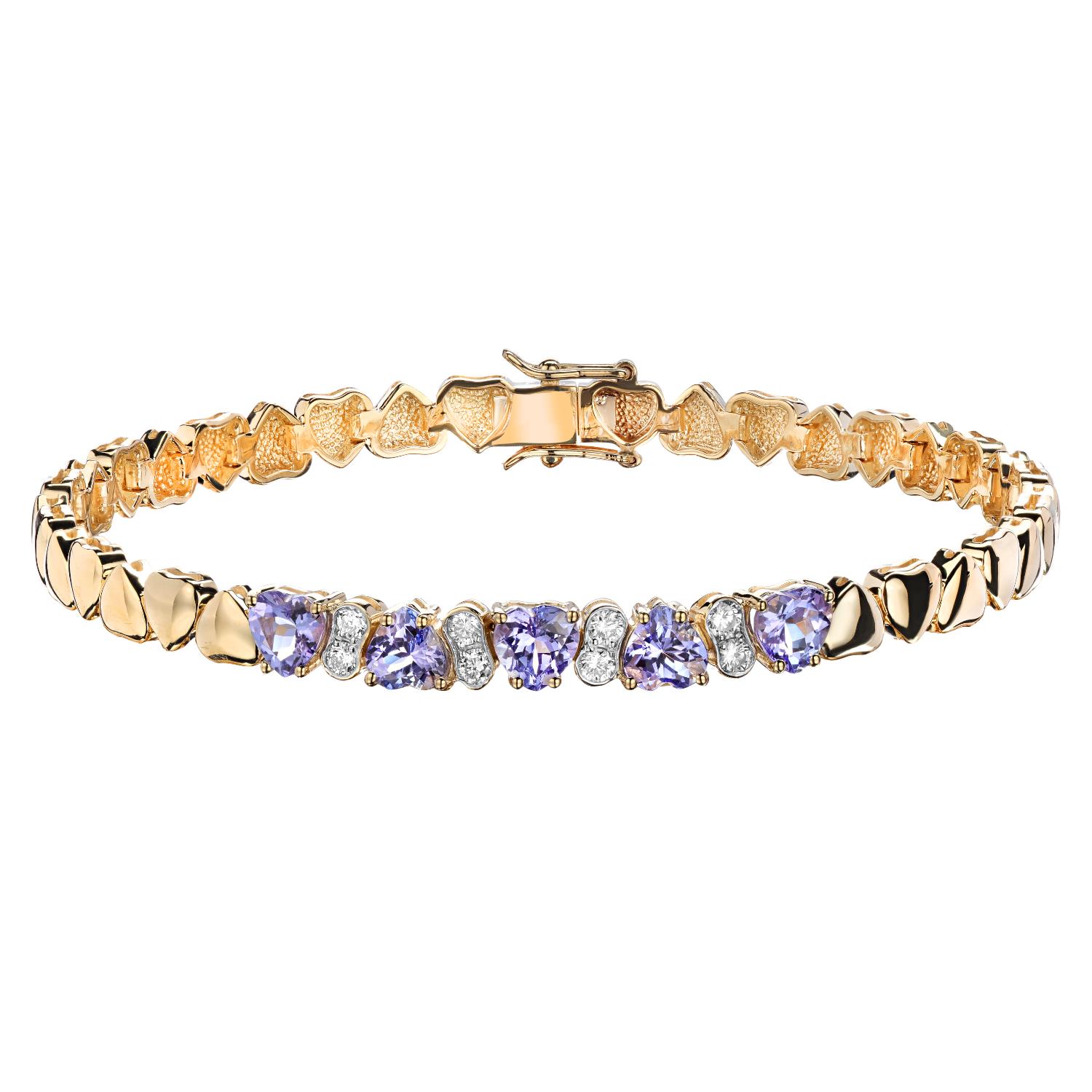 Браслет из золота с камнем Бриллиант, Танзанит фото, цены