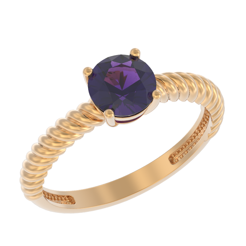 Кольцо из золота с камнем аметист фото, цены