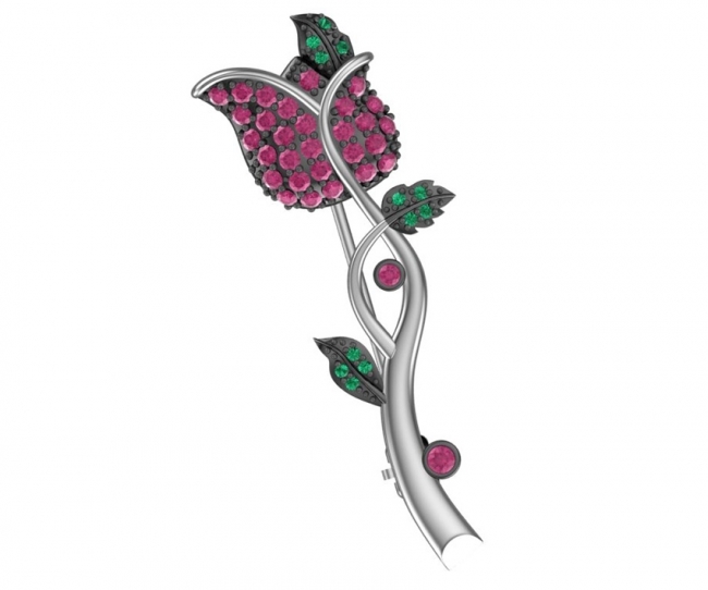 Брошь из серебра с камнем Фианит фото, цены