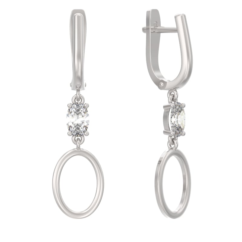 Серьги из серебра с камнем Фианит фото, цены