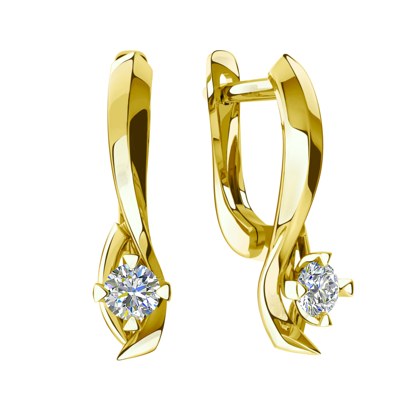 Серьги из золота с камнем Фианит фото, цены