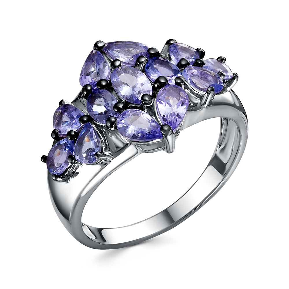 Кольцо из серебра с камнем Танзанит фото, цены