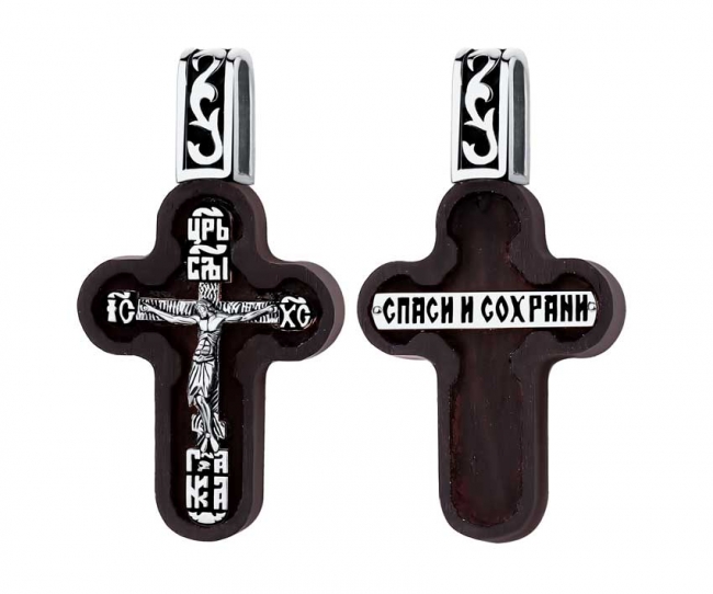 Крест из серебра с камнем вставками дерева фото, цены