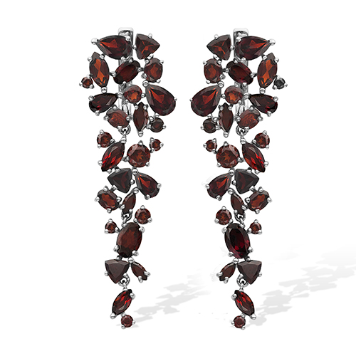 Серьги из серебра с камнем Гранат фото, цены