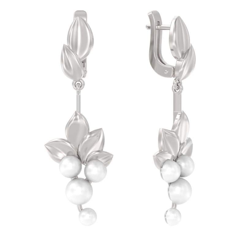 Серьги из серебра с камнем Жемчуг фото, цены