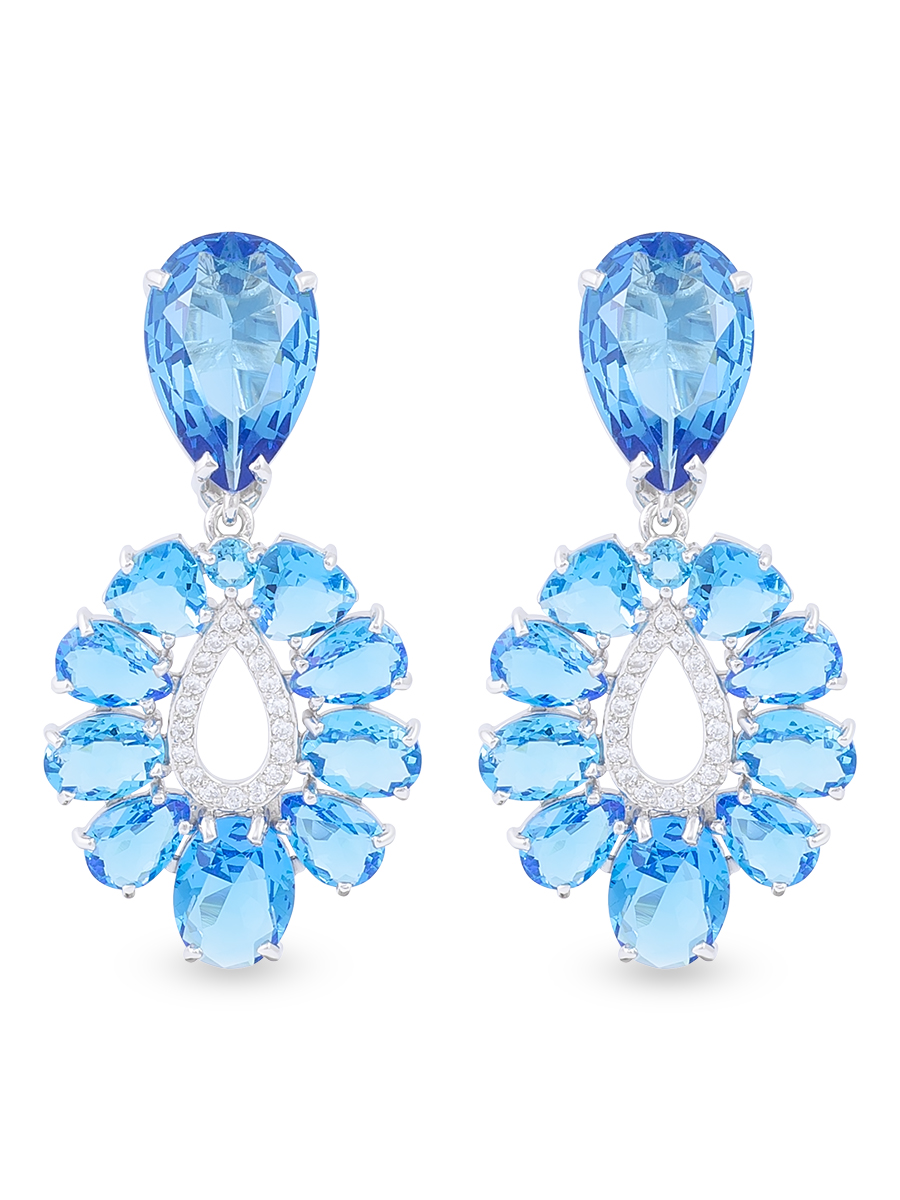 Серьги из серебра с камнем Фианит, Кварц фото, цены