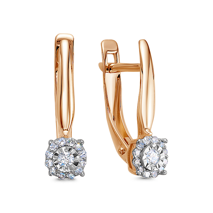 Серьги из золота с камнем Бриллиант фото, цены