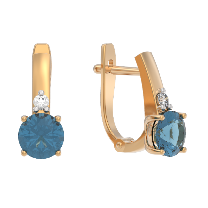 Серьги из золота с камнем Гранат, Фианит фото, цены