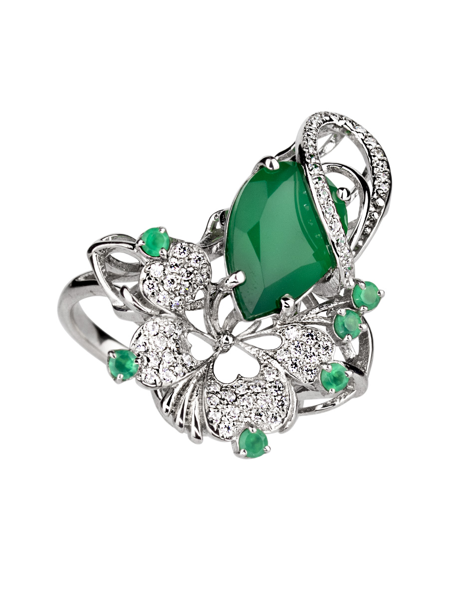 Кольцо из серебра с камнем Фианит, Оникс фото, цены