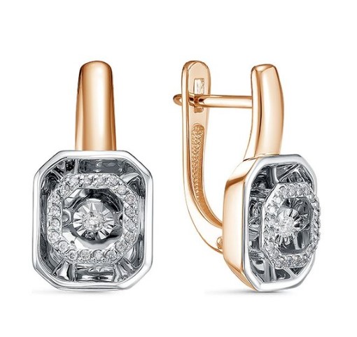 Серьги из золота с камнем Бриллиант фото, цены