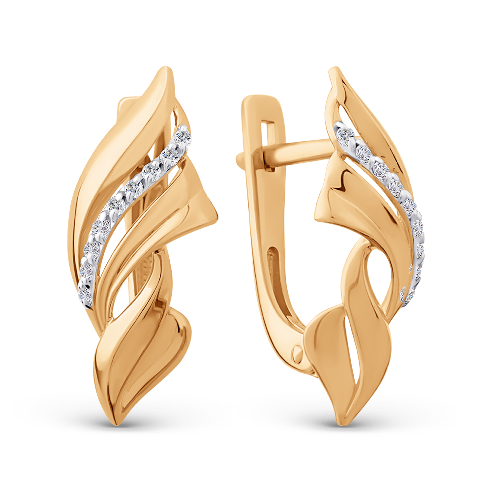 Серьги из золота с камнем Фианит фото, цены