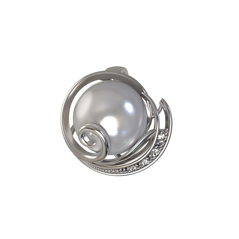 Подвеска из серебра с камнем Жемчуг, Фианит фото, цены