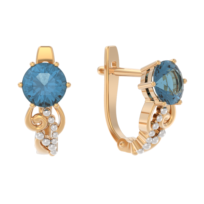 Серьги из золота с камнем Топаз фото, цены