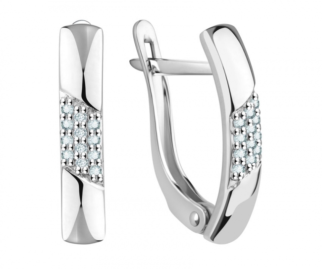 Серьги из серебра с камнем Фианит фото, цены