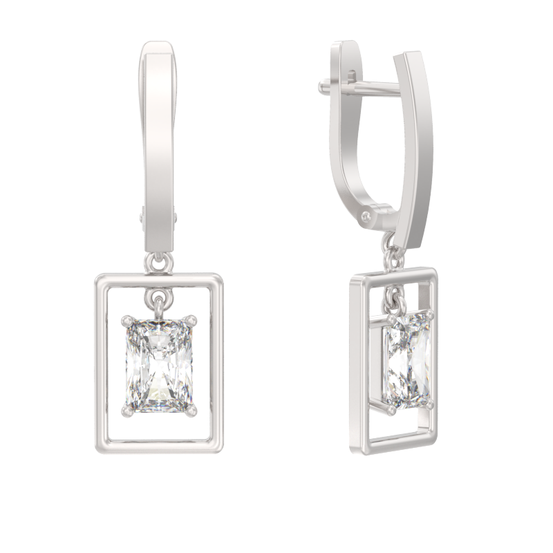 Серьги из серебра с камнем Фианит фото, цены