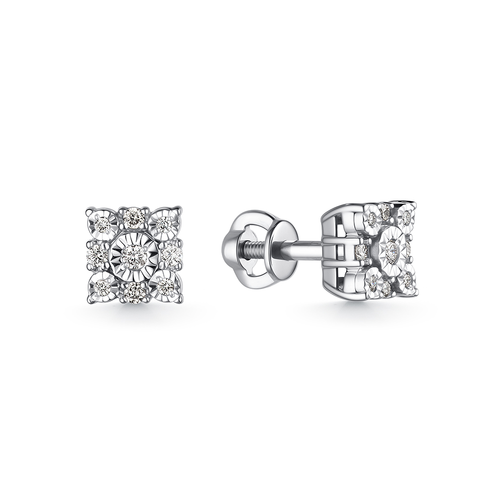 Пуссеты из золота с камнем Бриллиант фото, цены