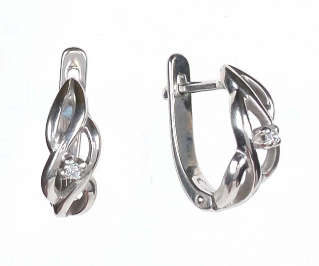 Серьги из серебра с камнем Фианит фото, цены