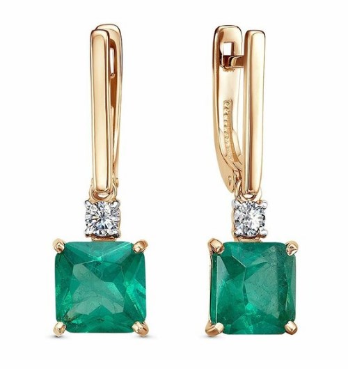 Серьги из золота с камнем Фианит, Турмалин г/т фото, цены