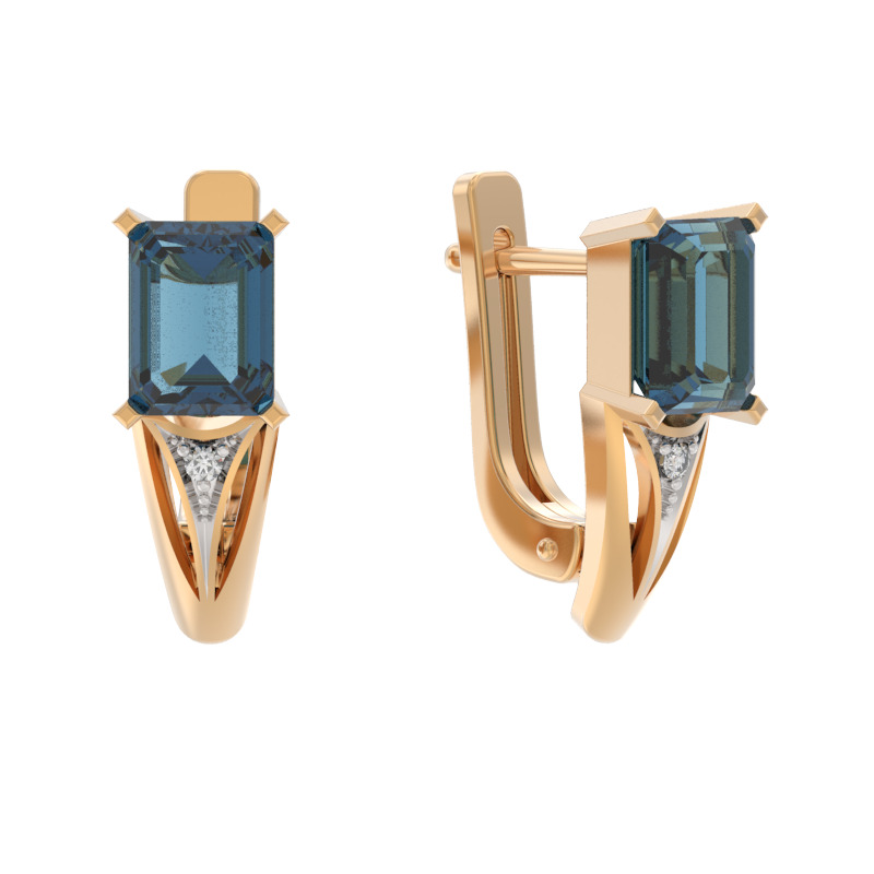 Серьги из золота с камнем Топаз, Фианит фото, цены