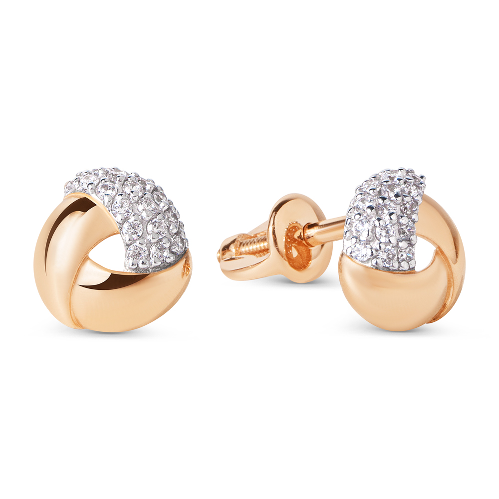 Пуссеты из золота с камнем Фианит фото, цены