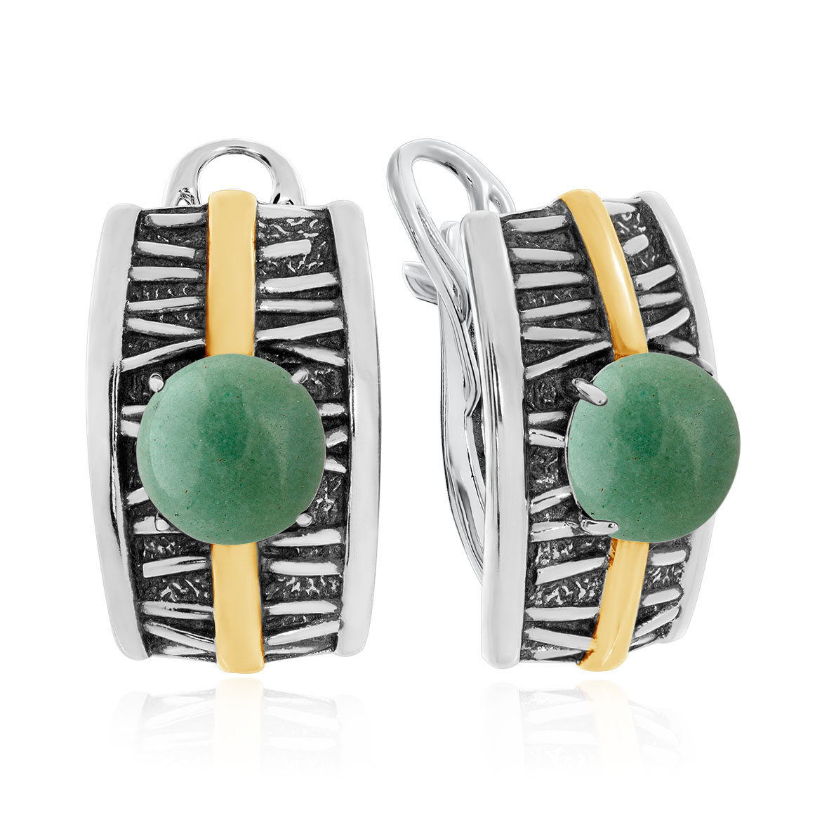 Серьги из серебра с камнем Авантюрин фото, цены