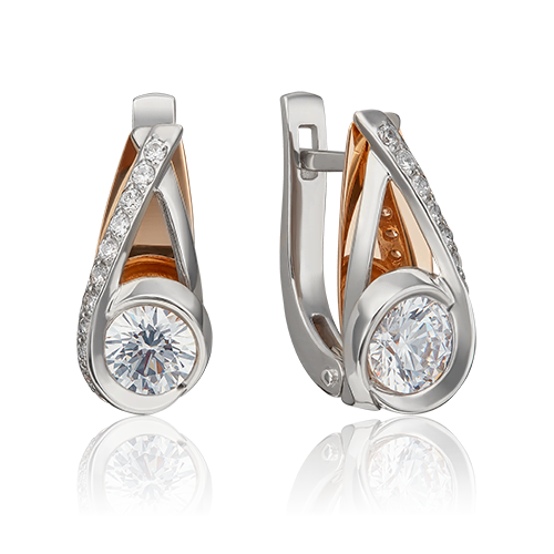 Серьги из золота с камнем Фианит фото, цены