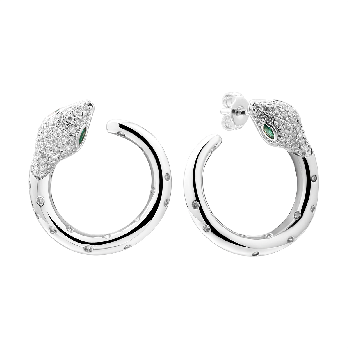 Серьги из серебра с камнем Фианит фото, цены