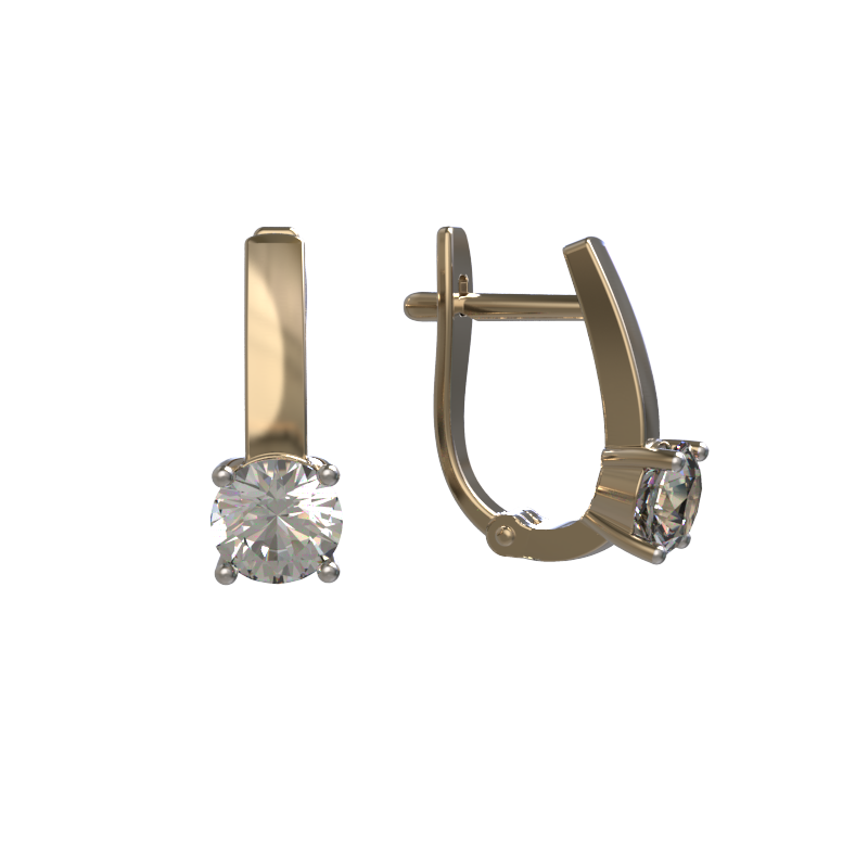 Серьги из золота с камнем Фианит фото, цены