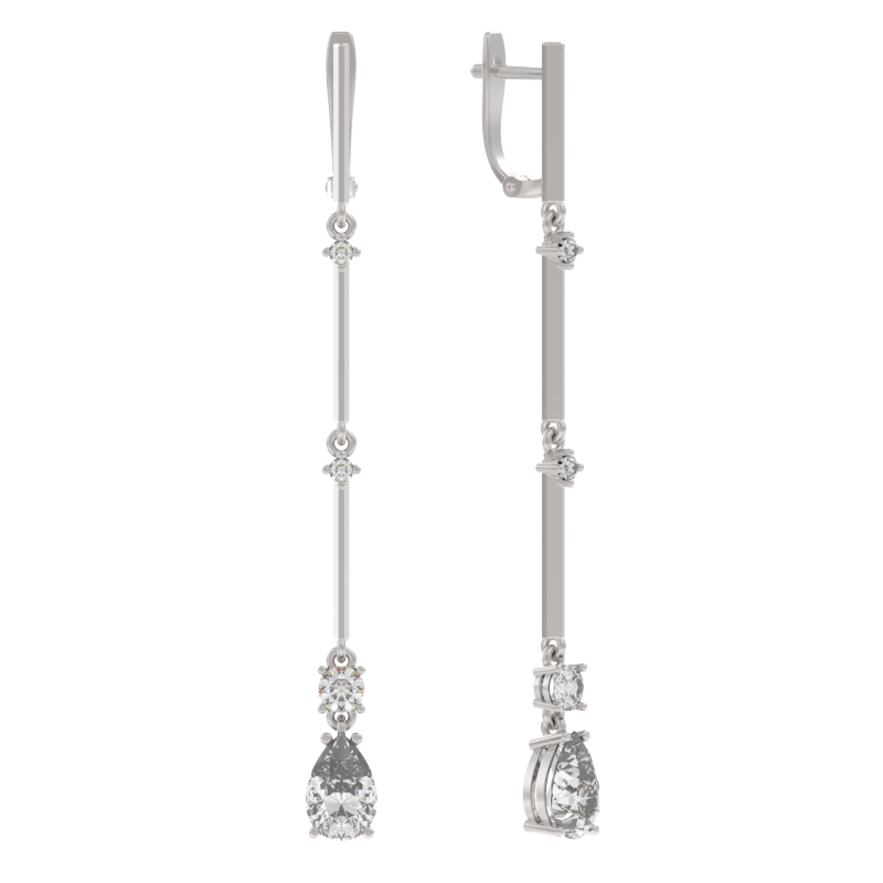 Серьги из серебра с камнем Фианит фото, цены