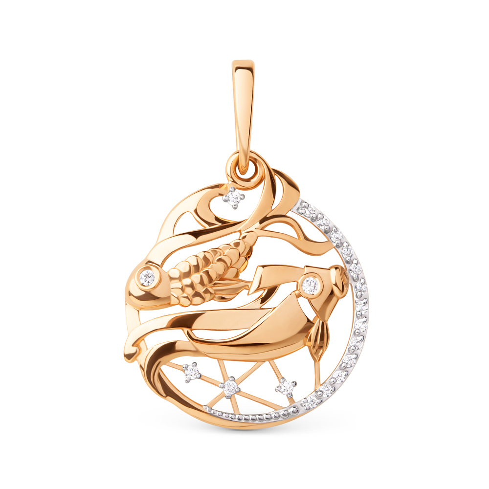 Знак из золота с камнем Фианит фото, цены