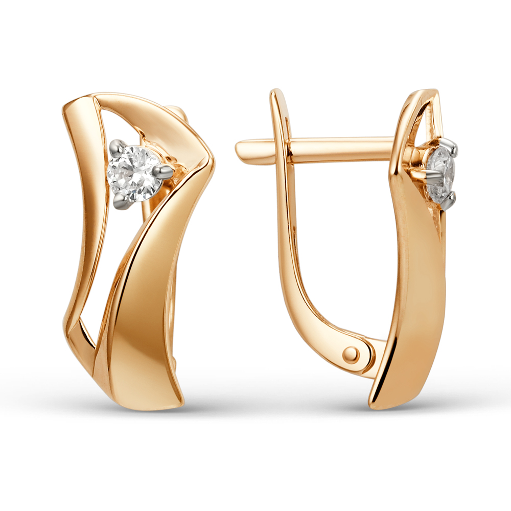 Серьги из золота с камнем Фианит фото, цены