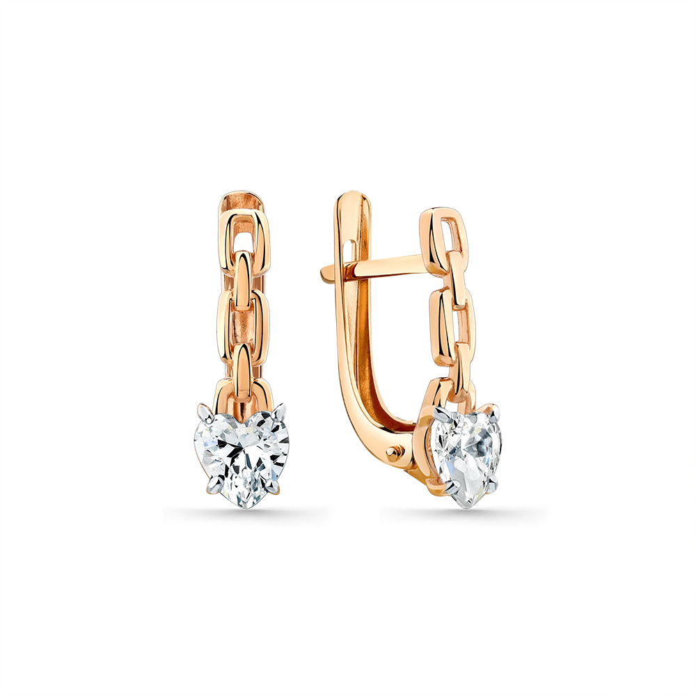 Серьги из золота с камнем Фианит фото, цены