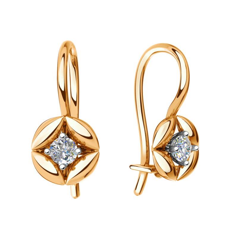 Серьги из золота с камнем Фианит фото, цены