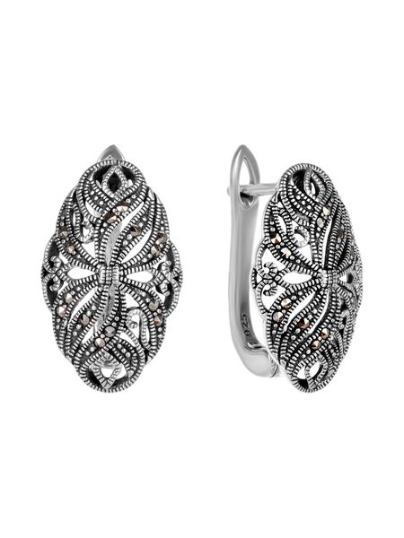 Серьги из серебра с камнем Марказит фото, цены