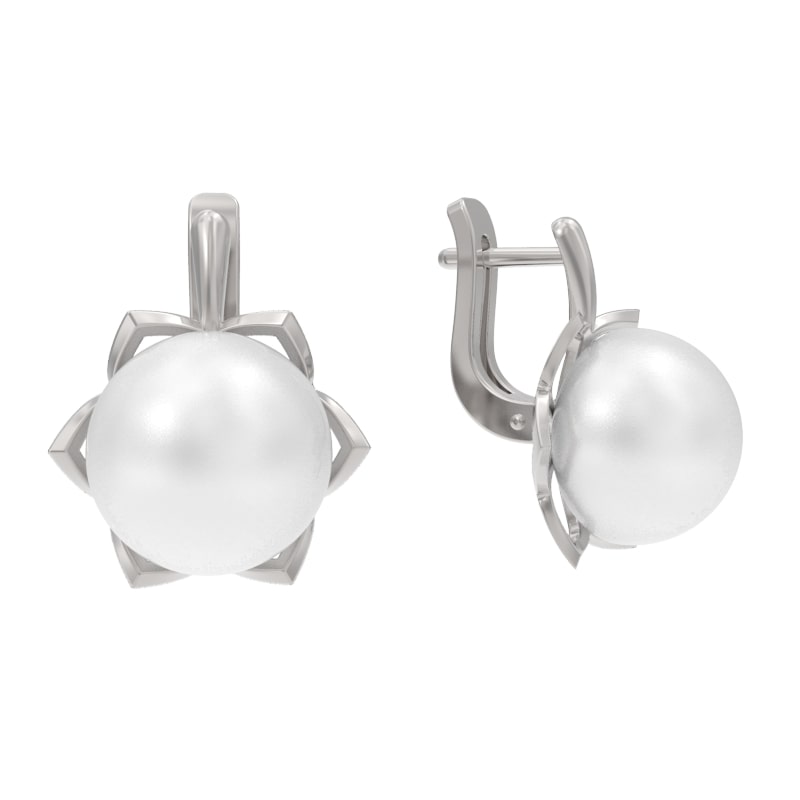 Серьги из серебра с камнем Жемчуг фото, цены