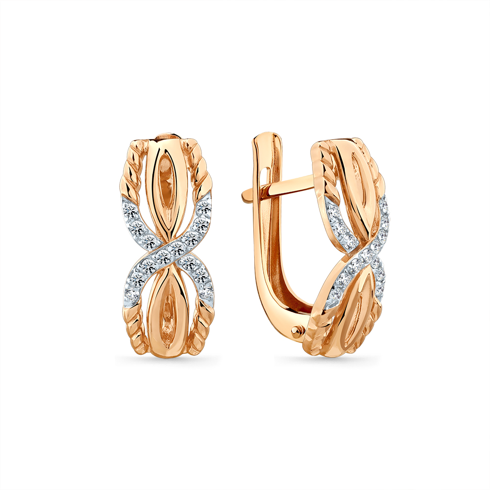 Серьги из золота с камнем Фианит фото, цены