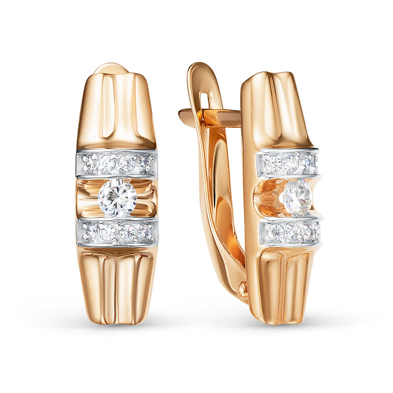 Серьги из золота с камнем Фианит фото, цены