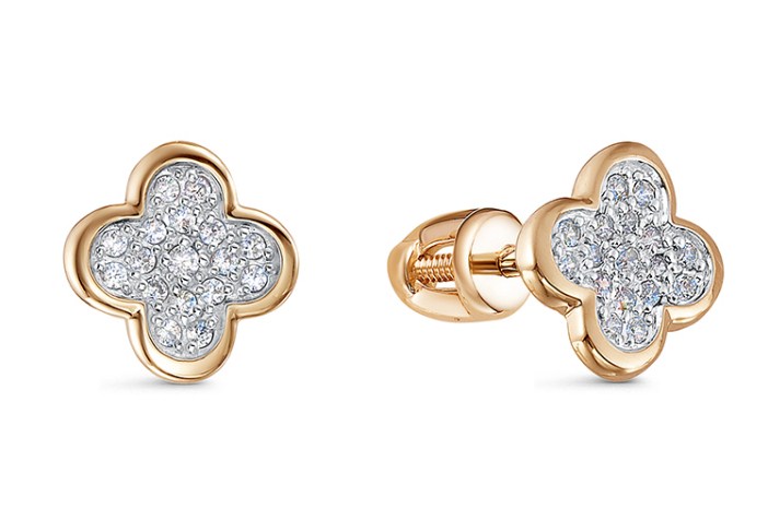 Серьги из золота с камнем Фианит фото, цены