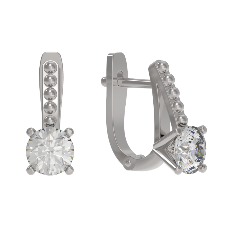 Серьги из серебра с камнем Фианит фото, цены