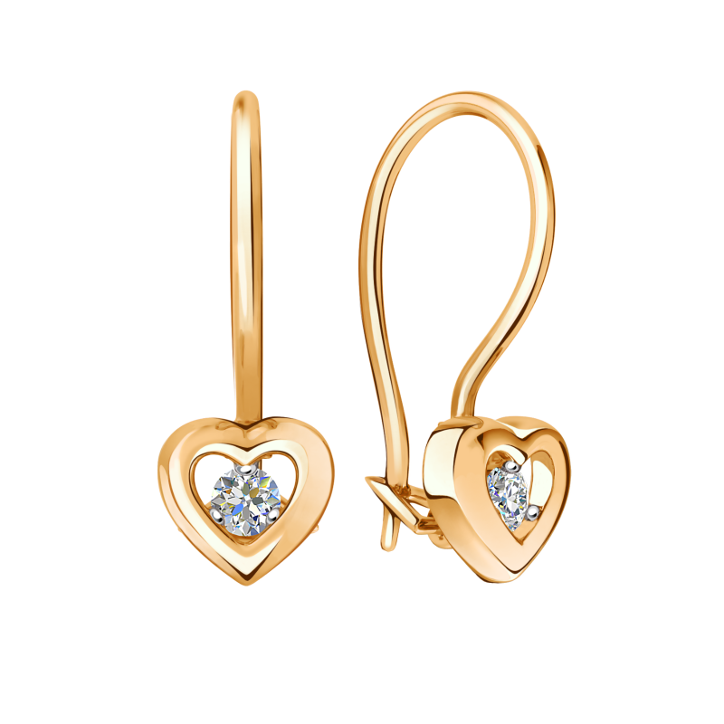 Серьги из золота с камнем Фианит фото, цены