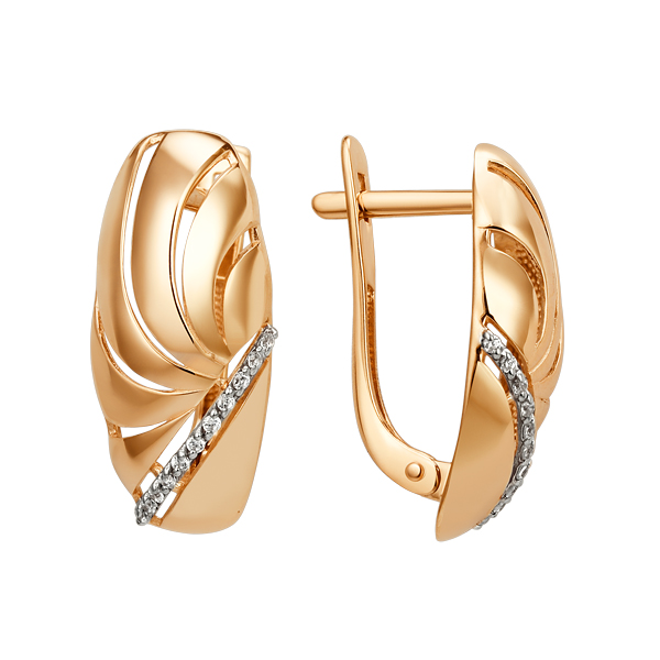 Серьги из золота с камнем Фианит фото, цены