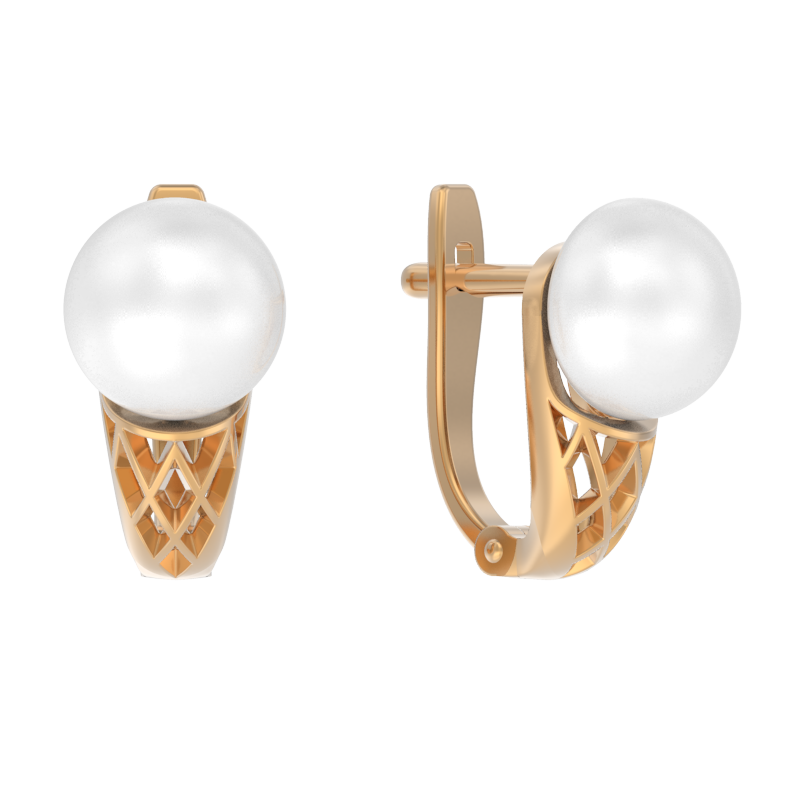 Серьги из золота с камнем Жемчуг фото, цены