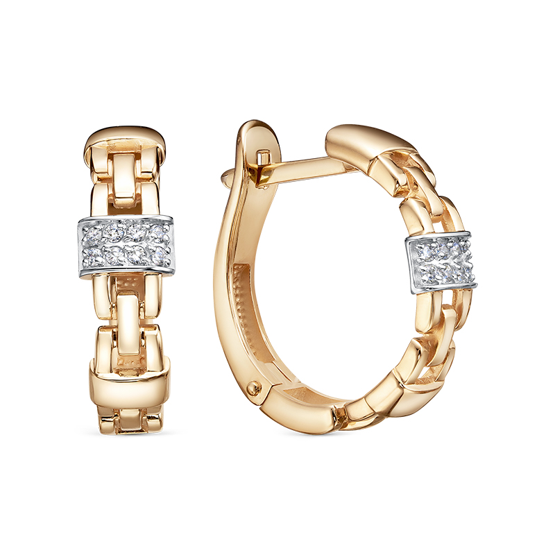 Серьги из золота с камнем Фианит фото, цены