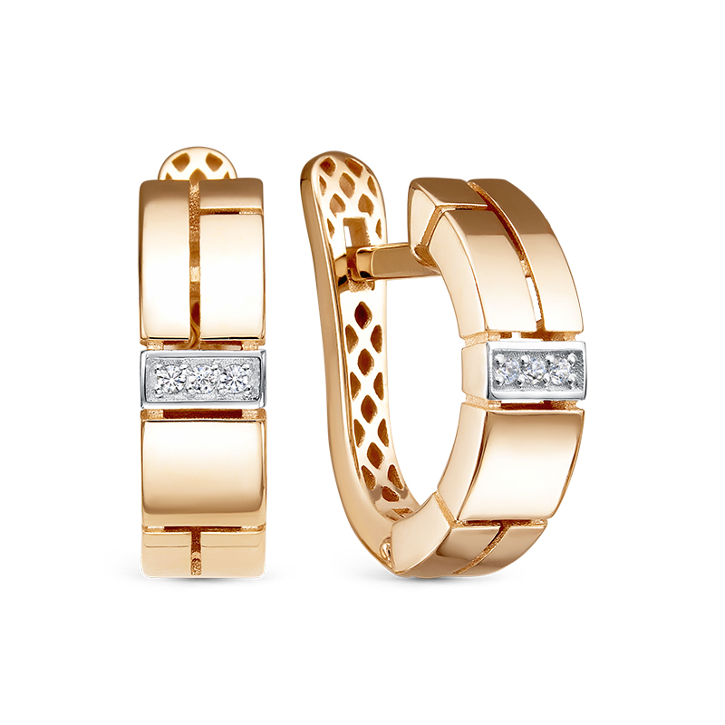 Серьги из золота с камнем Фианит фото, цены