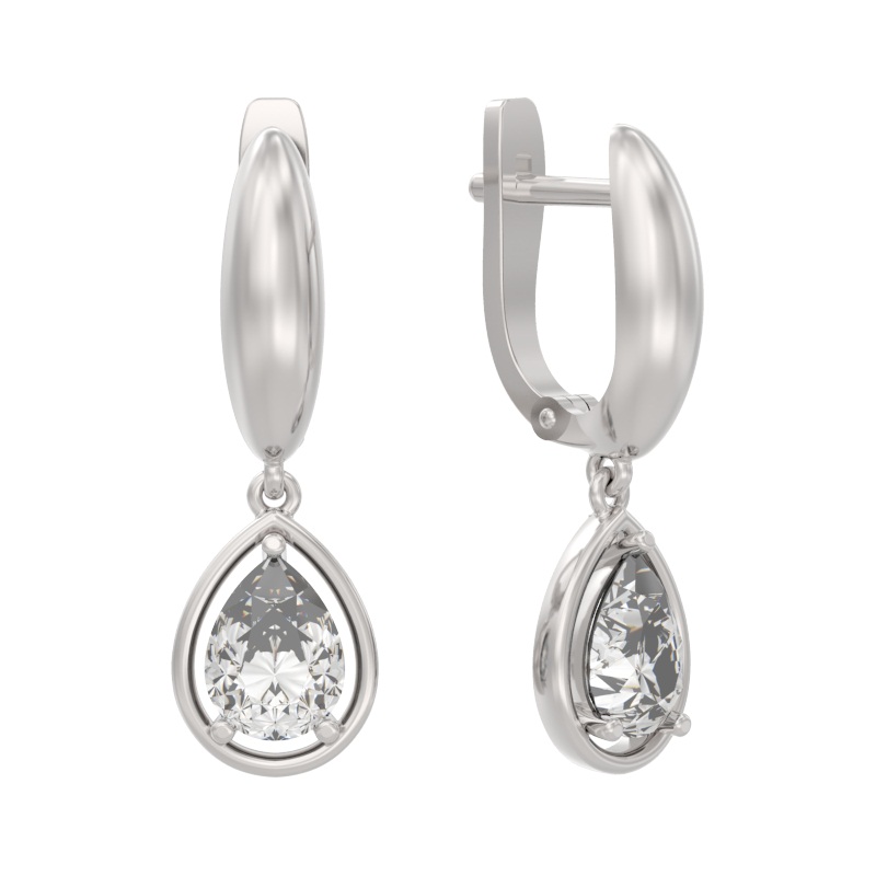 Серьги из серебра с камнем Фианит фото, цены