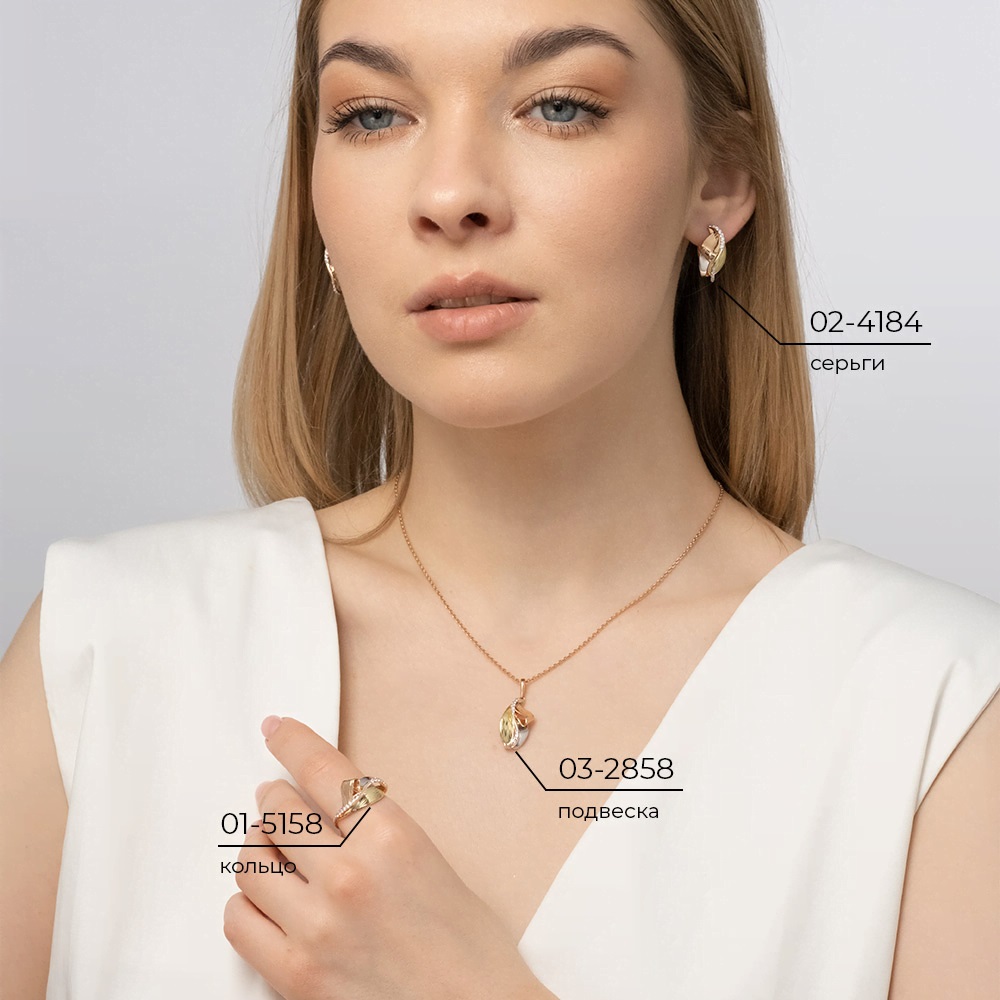 Серьги из золота с камнем Фианит фото, цены