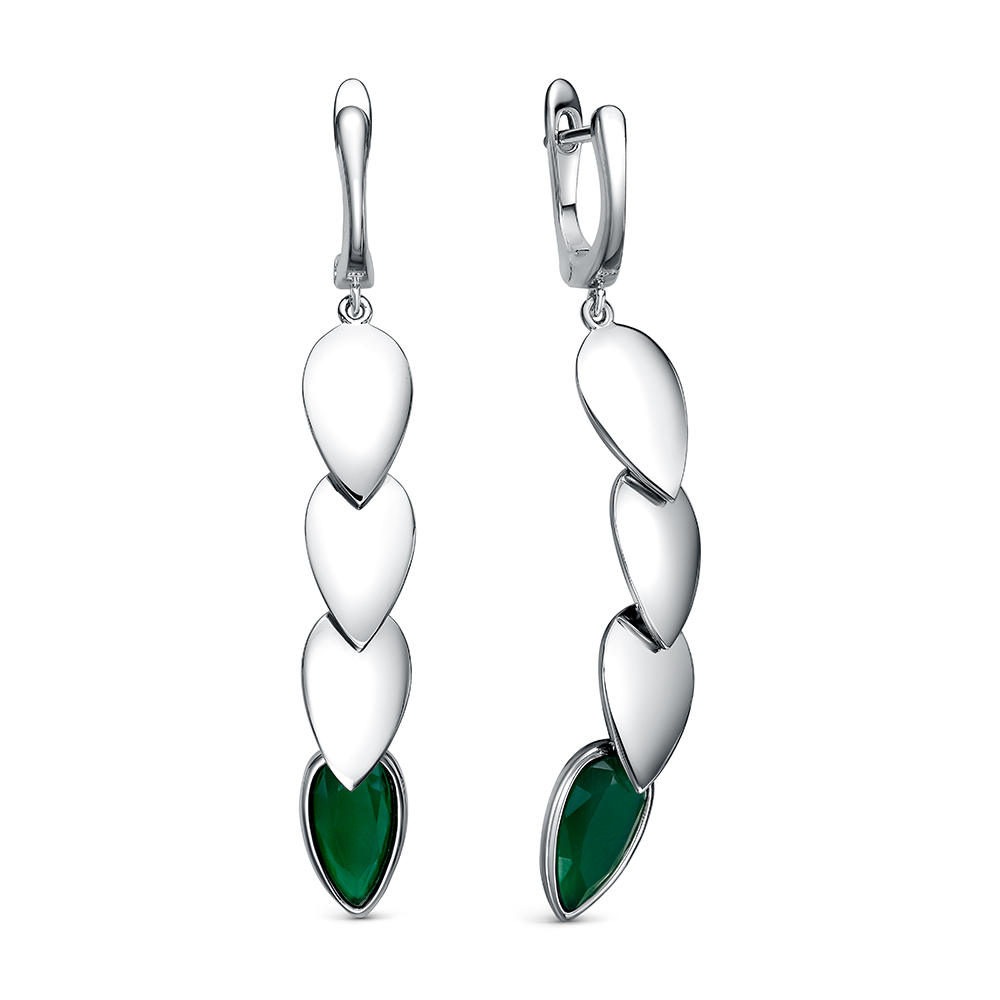 Серьги из серебра с камнем Агат фото, цены