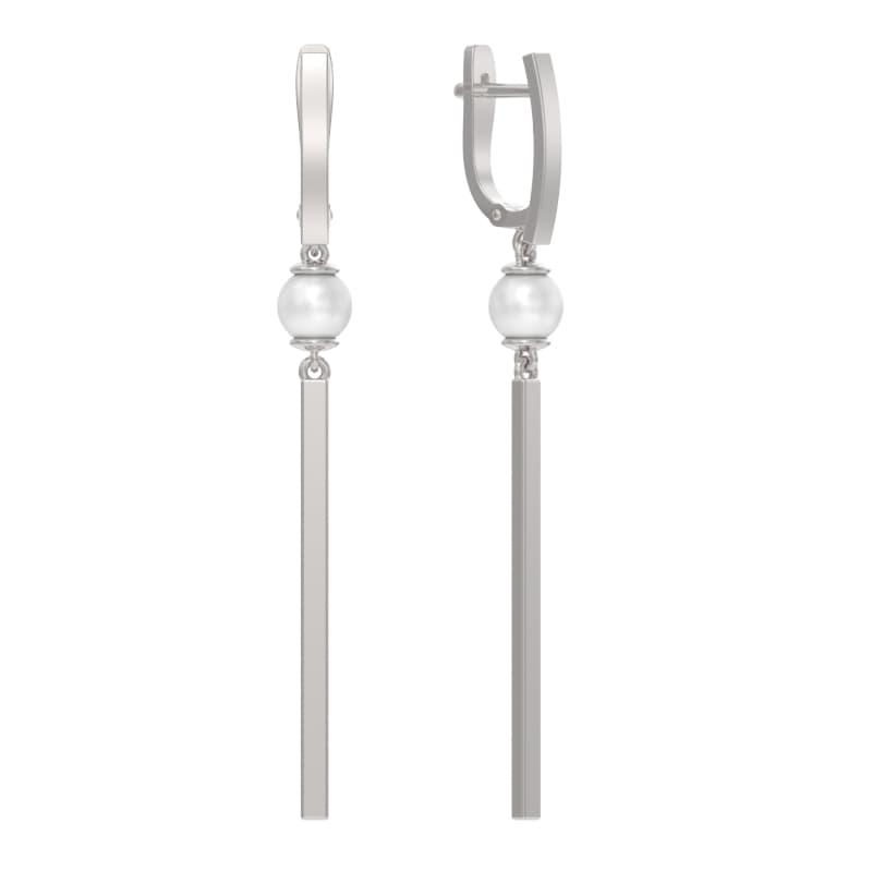 Серьги из серебра с камнем Жемчуг иск. фото, цены